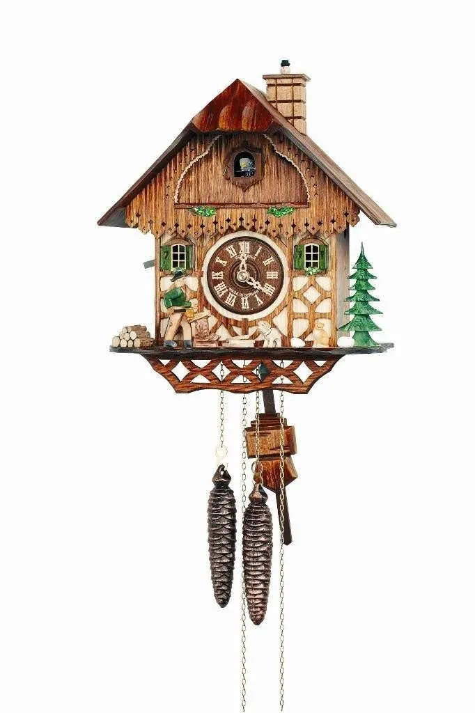 11" Wood Chopper Eight Day Movement German Cuckoo Clock