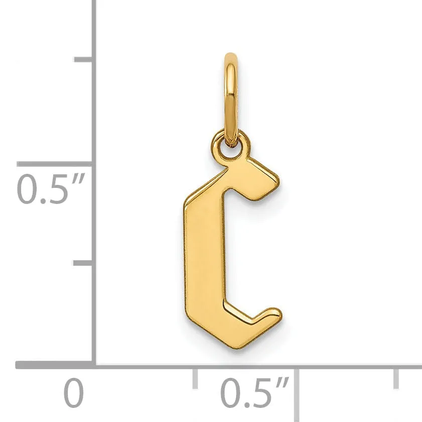 14K Yellow Gold Upper Case Letter C Initial Charm Pendant