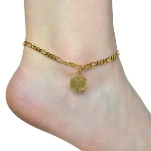 18k Gold-Filled Initial Anklet For Women - Gold Anklet - Custom Anklet - Ruby Anklet