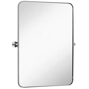 22x30 Inch Polished Silver Metal Framed Mirror  Pivot Mirrors