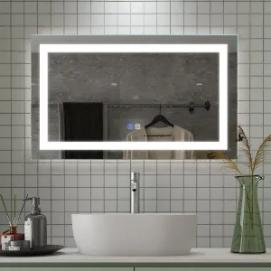 40 x 24 inch LED Bathroom Vanity Mirror Superslim Dimmable Anti Fog