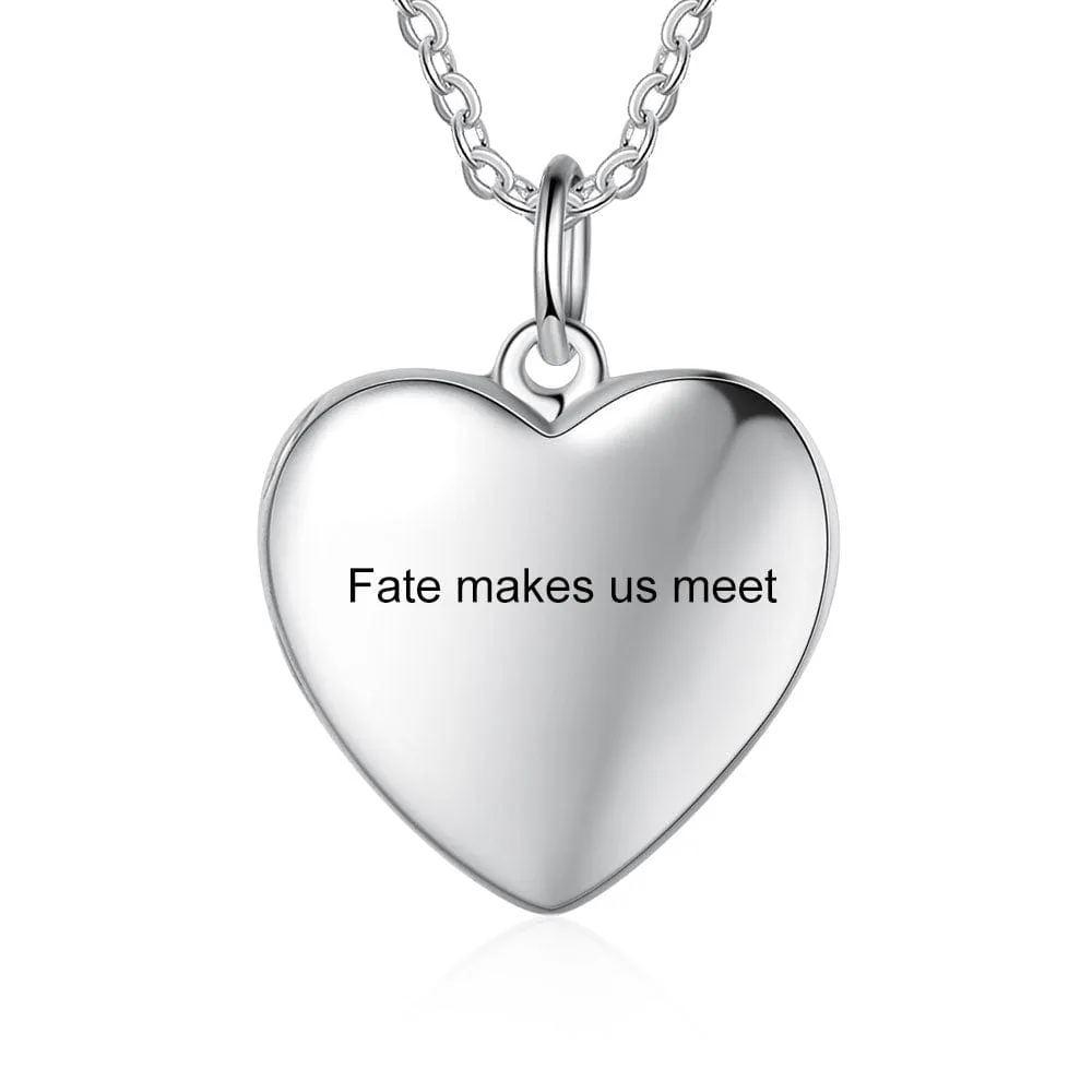 .925 Sterling Silver Personalized Heart Locket with Photo and engraving on the Front and 14K Gold plating