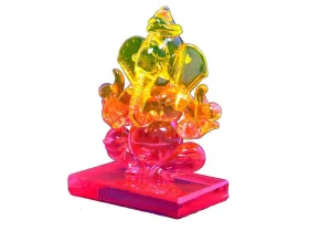 Anushka Enterprises Crystal Ganesha Statue with Unique Design for Home Temple Decoration Ganesh Idol for car Dashboard Ganesh Ji Murti (Multicolour)