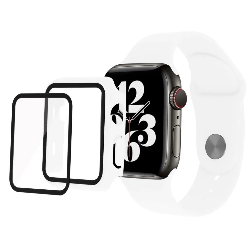 Apple Watch Series 3/2/1 42mm cover with tempered glass   watch band - White