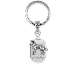 Australian Cattle Dog Jewelry Sterling Silver Handmade Cattle Dog Key Ring  ACD8-KRE