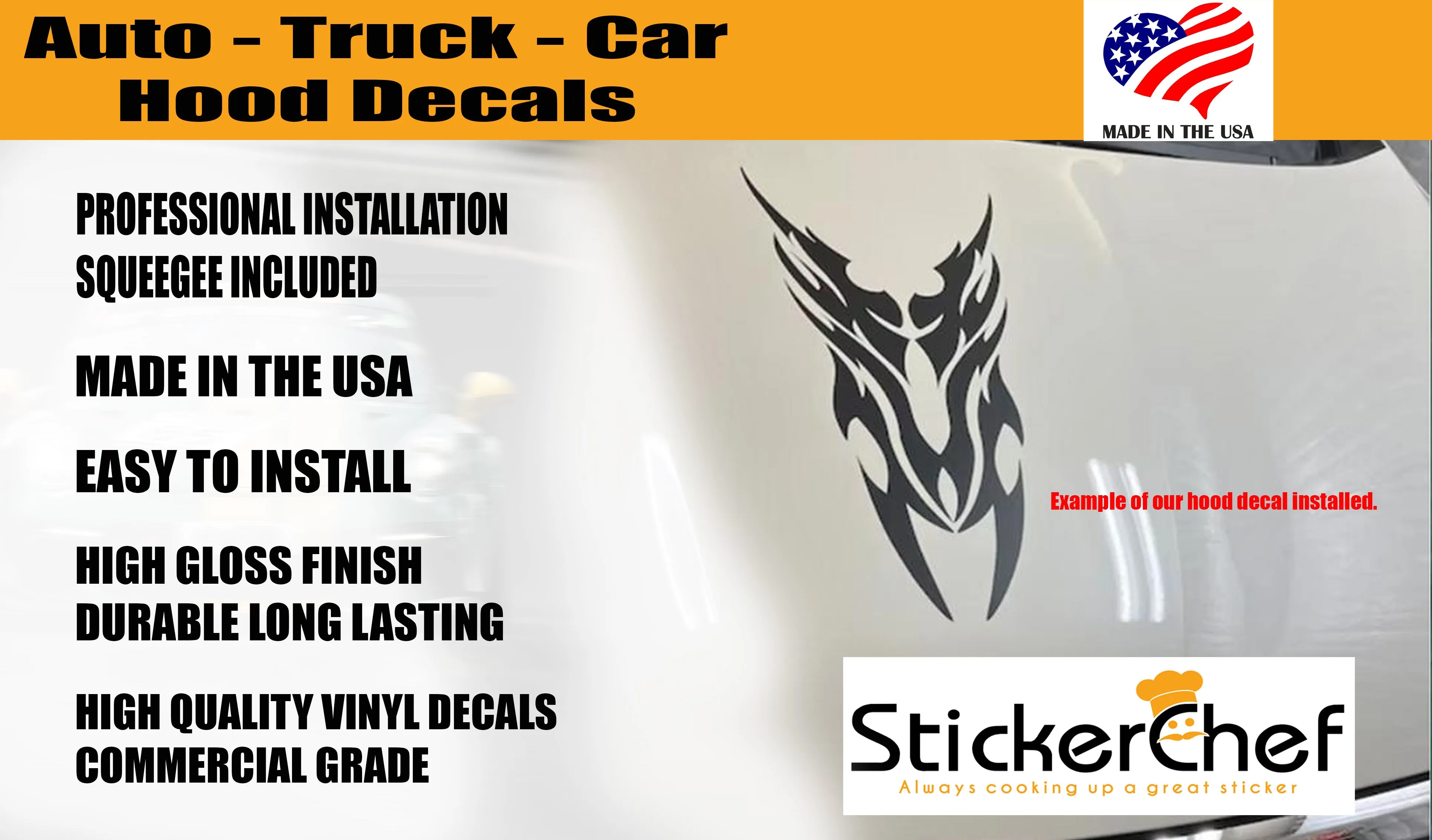 Auto Truck Car Hood Flames  Graphics Decals HH11