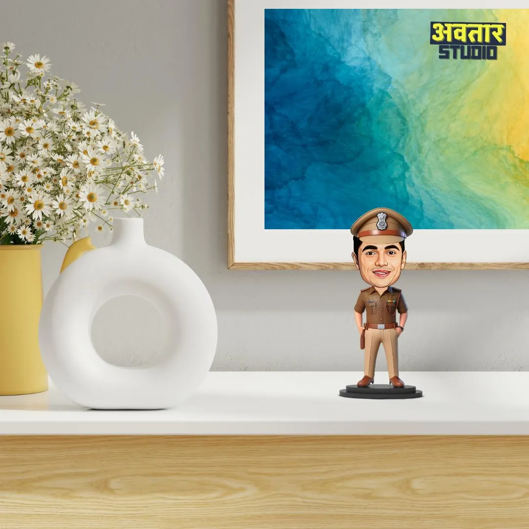 Avatar Studio Personalized Gift for Friends, Brother, BFF, Boyfriend, Father Character Caricature Photo Frame Unique Design Customized Gift for Friends & Family (Police Officer)