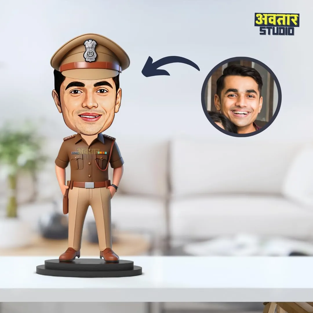 Avatar Studio Personalized Gift for Friends, Brother, BFF, Boyfriend, Father Character Caricature Photo Frame Unique Design Customized Gift for Friends & Family (Police Officer)