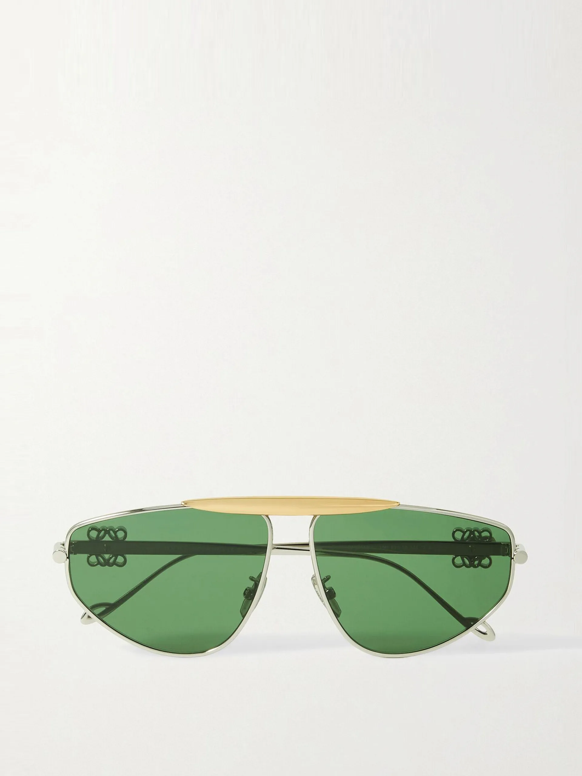 Aviator-style silver and gold-tone sunglasses