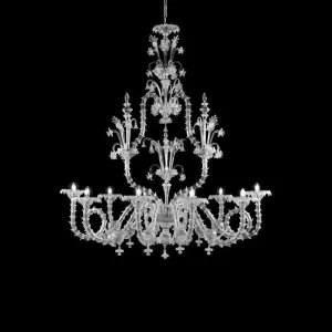 Barchetta Rezzonico 10 Light Clear Chandelier in Murano Glass