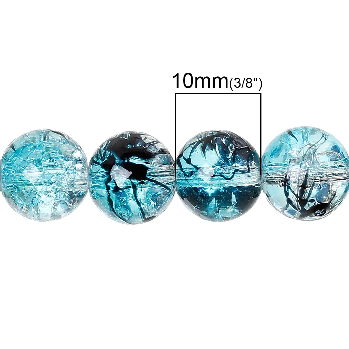 Beads Glass Round Mottled 10mm Strand 15.5 Blue