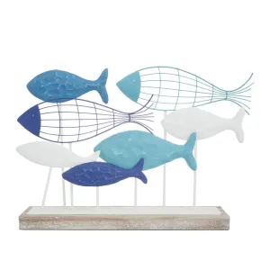 BLUE METAL FISH SCULPTURE