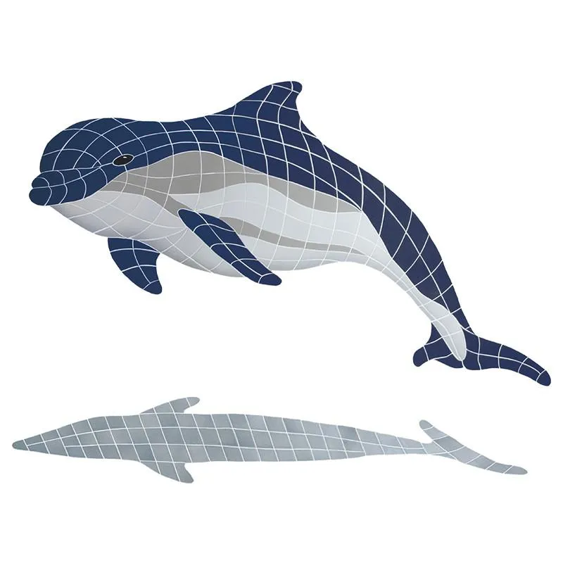 Bottlenose Dolphin Upward w/Shadow - Pool Mosaic