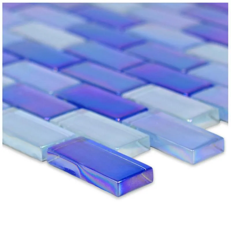 Bright Blue Blend, 1" x 2" - Glass Tile