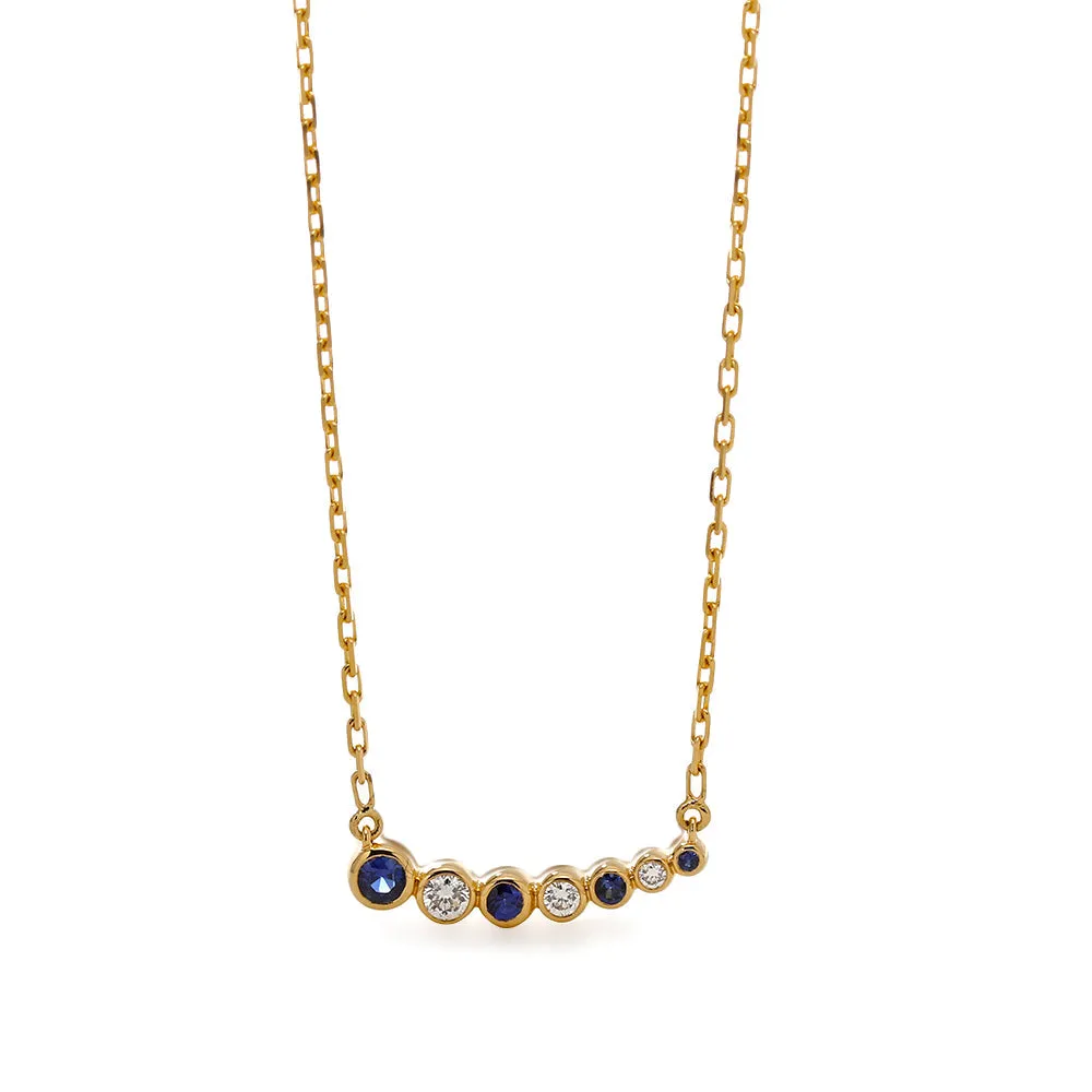 Bubbly Curved Sapphire and Diamond Necklace