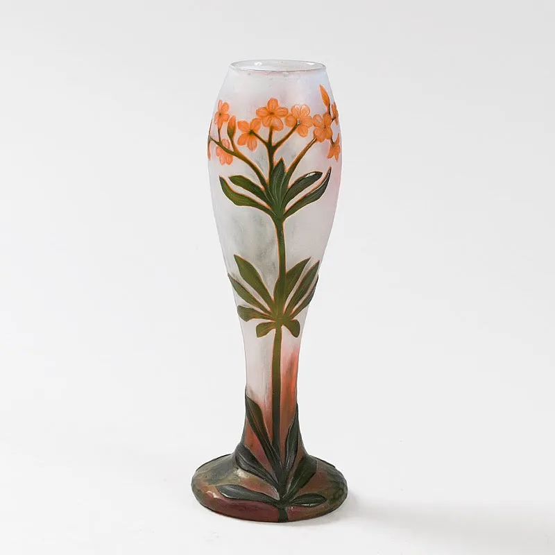 Daum Nancy Wheel-Carved Floral Cameo Glass Vase