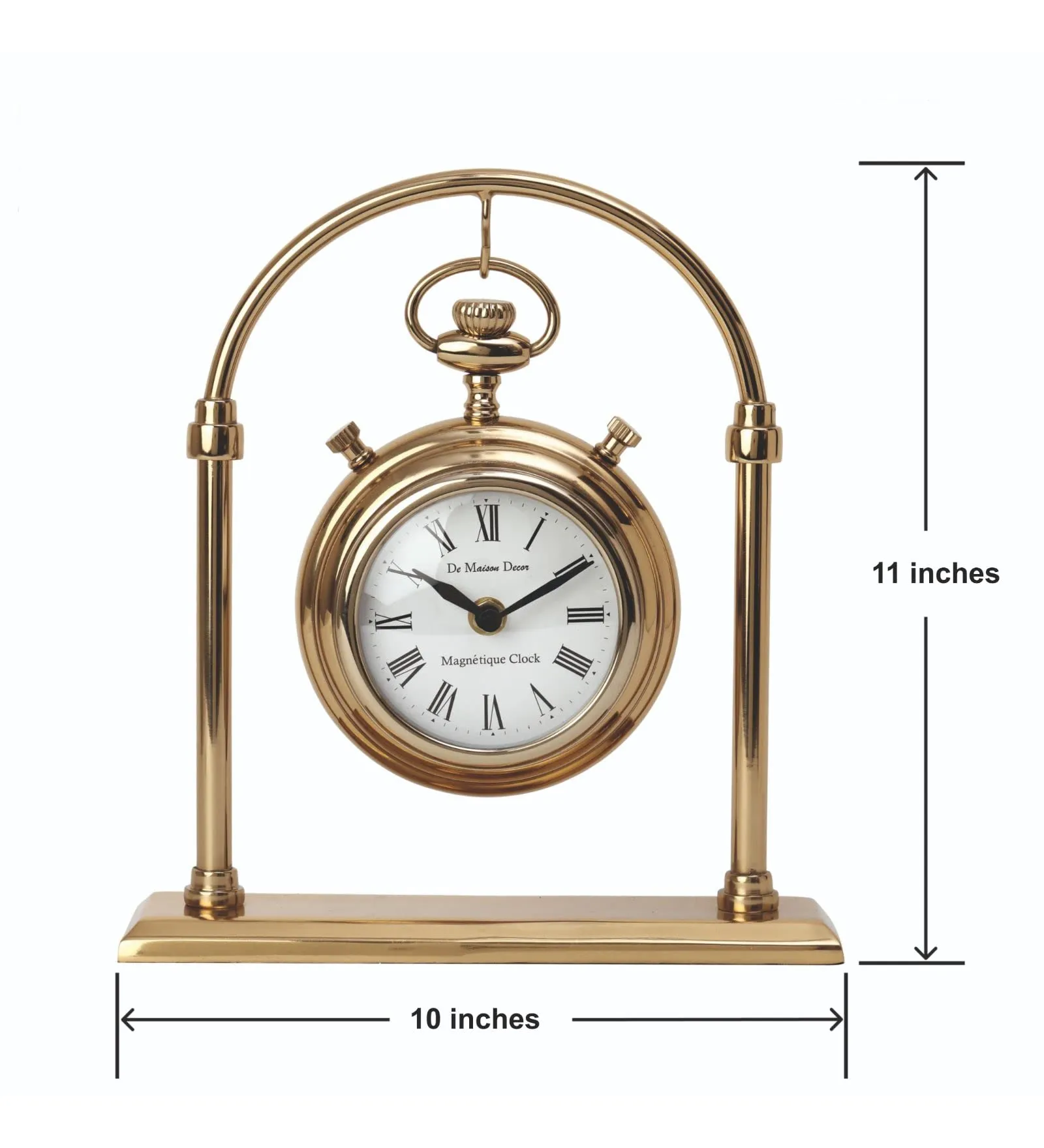 Decor de Maison Handcrafted Archway Time Piece (Gold Colour) Aesthetic Table Clock for Office Desk Centre Table Living Room Dining Room Bedroom (11 inches Height)