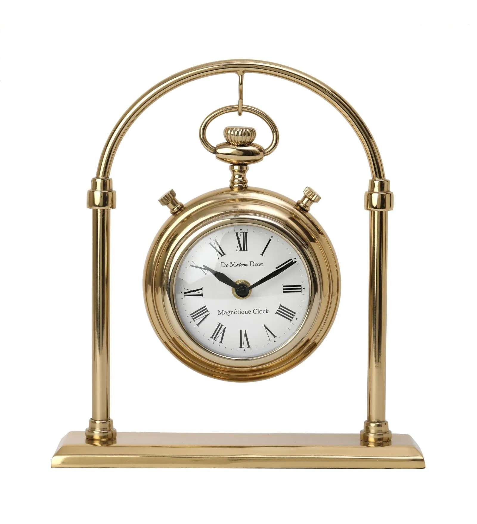 Decor de Maison Handcrafted Archway Time Piece (Gold Colour) Aesthetic Table Clock for Office Desk Centre Table Living Room Dining Room Bedroom (11 inches Height)