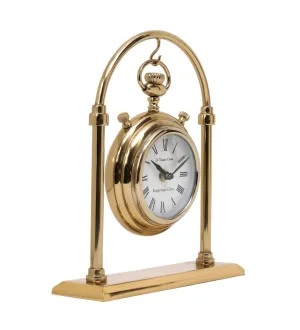 Decor de Maison Handcrafted Archway Time Piece (Gold Colour) Aesthetic Table Clock for Office Desk Centre Table Living Room Dining Room Bedroom (11 inches Height)