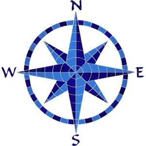 Eight Point Compass - Blue - Pool Mosaic