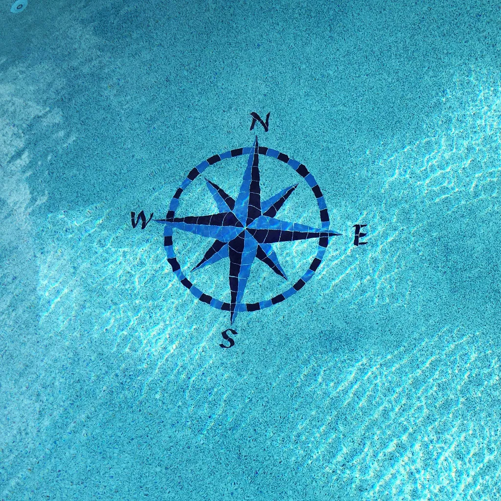 Eight Point Compass - Blue - Pool Mosaic