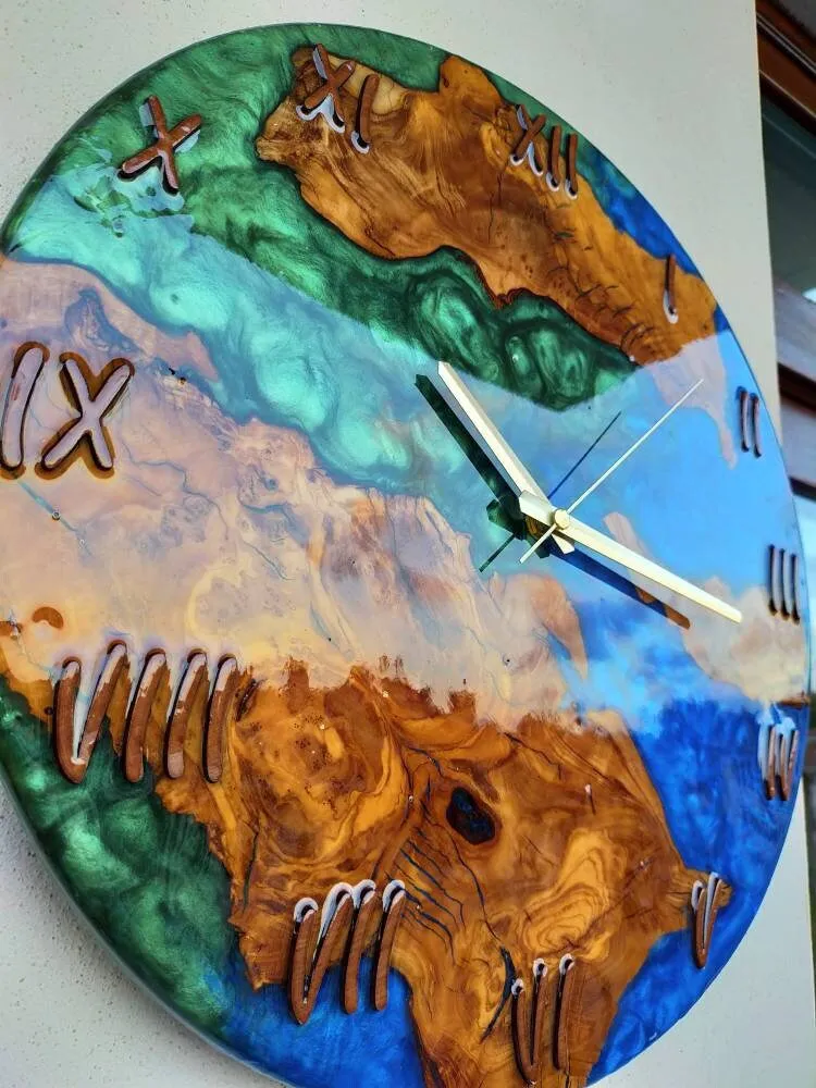 Epoxy clock, Resin clock, Clock for wall, Unique Wall Clock as a  Wedding Gift, Large wall clock