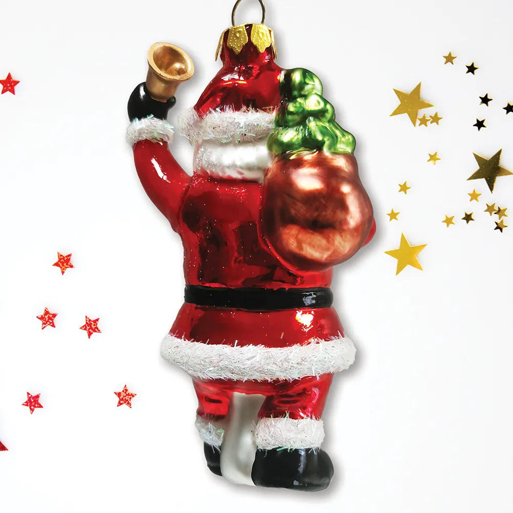 Festive Delivery Santa Claus Coming to Town Glass Ornament