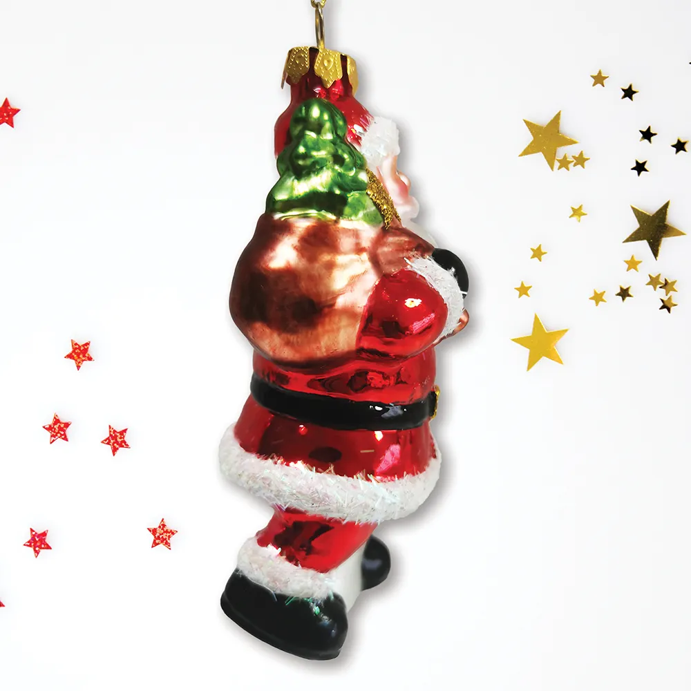 Festive Delivery Santa Claus Coming to Town Glass Ornament