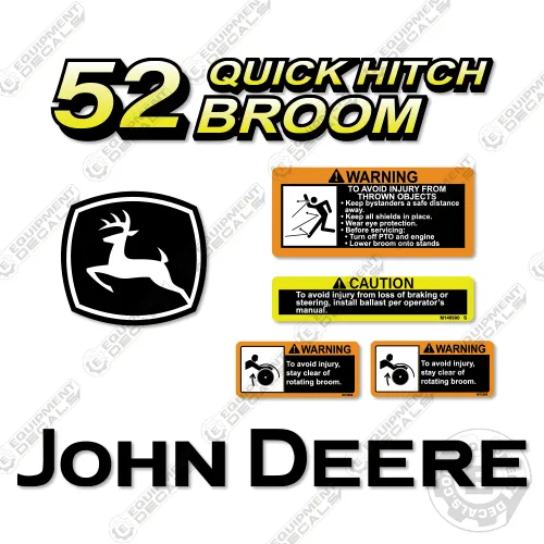 Fits John Deere 52 Quick Hitch Decal Kit Broom