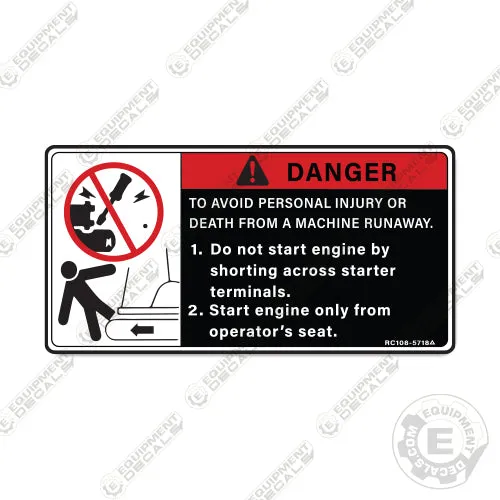 Fits Kubota Runaway Machine Warning Decal Mini Excavator