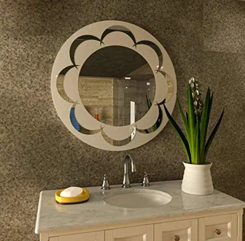 FRAMING MEMORIES Decorative Mirror Round Frosted Cycles Designer Mirror 24 X 24 Inches