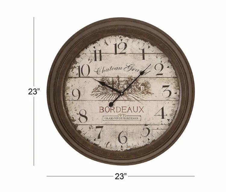 French Inspired Vintage Round Wall Clock