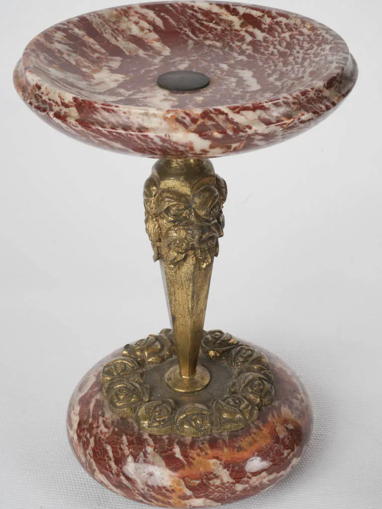 French red marble mantle clock and garnitures 13"