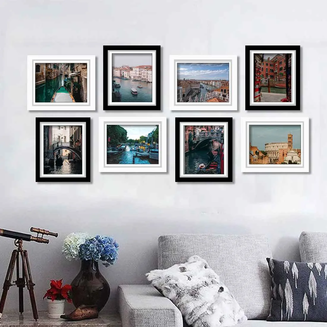 Gallery Wall Frames Personalized Black and White 8x10 inch Picture Frame (Set of 8)