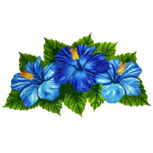 Glass Hibiscus Trio - Blue - Pool Mosaic