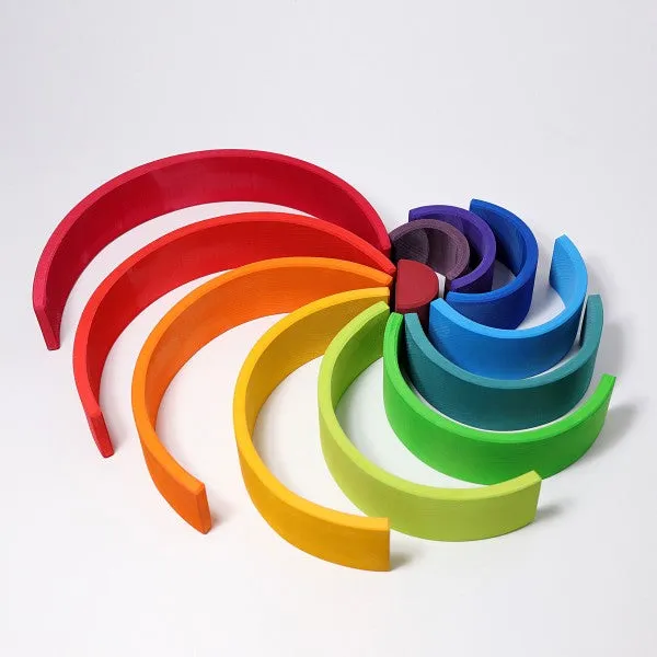 Grimm's Wooden Rainbow Stacking Tunnel 12 pcs Large