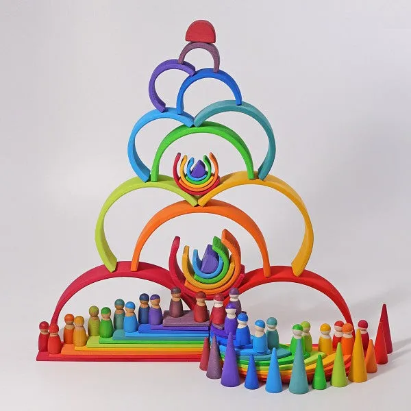 Grimm's Wooden Rainbow Stacking Tunnel 12 pcs Large