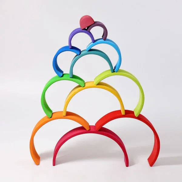 Grimm's Wooden Rainbow Stacking Tunnel 12 pcs Large