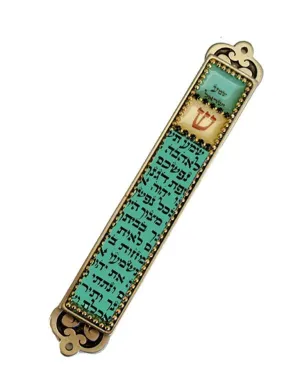 Handcrafted “Shema Israel” turquoise Mezuzah