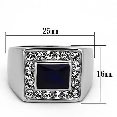 High polished (no plating) Stainless Steel Ring with Synthetic Synthetic Glass in Montana for Women Style TK1051