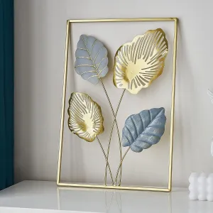 Home And Crafts Gold Metal Wall Art Decor For Living Room, Monstera Leaves Wall Home Decor, Room Decor Wall Sculptures Hanging Decorations For Bedroom, Bathroom, Office Decor - 30 Cm