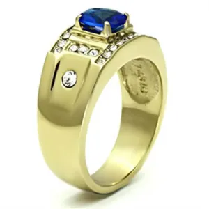 IP Gold(Ion Plating) Stainless Steel Ring with Synthetic Synthetic Glass in Montana for Women Style TK715