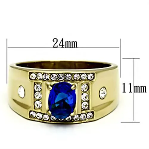 IP Gold(Ion Plating) Stainless Steel Ring with Synthetic Synthetic Glass in Montana for Women Style TK715