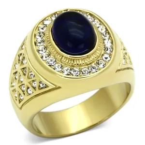 IP Gold(Ion Plating) Stainless Steel Ring with Synthetic Synthetic Glass in Montana for Women Style TK720