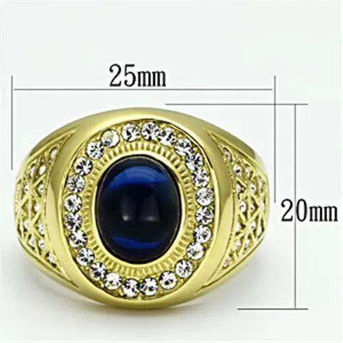 IP Gold(Ion Plating) Stainless Steel Ring with Synthetic Synthetic Glass in Montana for Women Style TK720