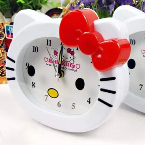 LIGHTER HOUSE Abs Plastic Cartoons Table Clock (4.5 x 5 x 5 inch, White)