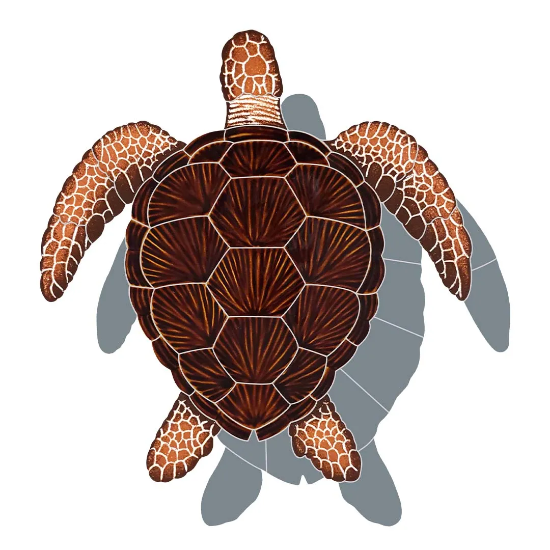 Loggerhead Turtle - Brown w/Shadow - Pool Mosaic