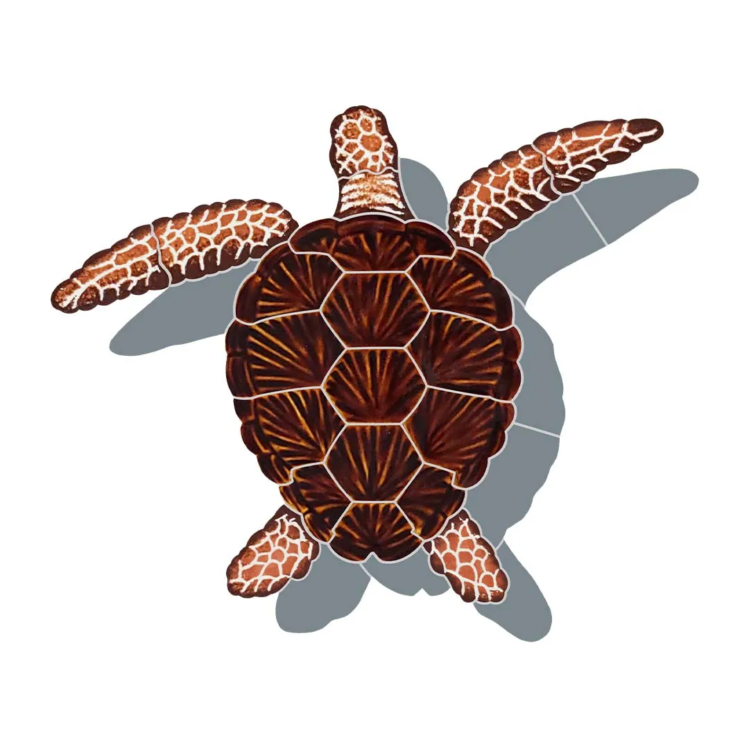 Loggerhead Turtle - Brown w/Shadow - Pool Mosaic