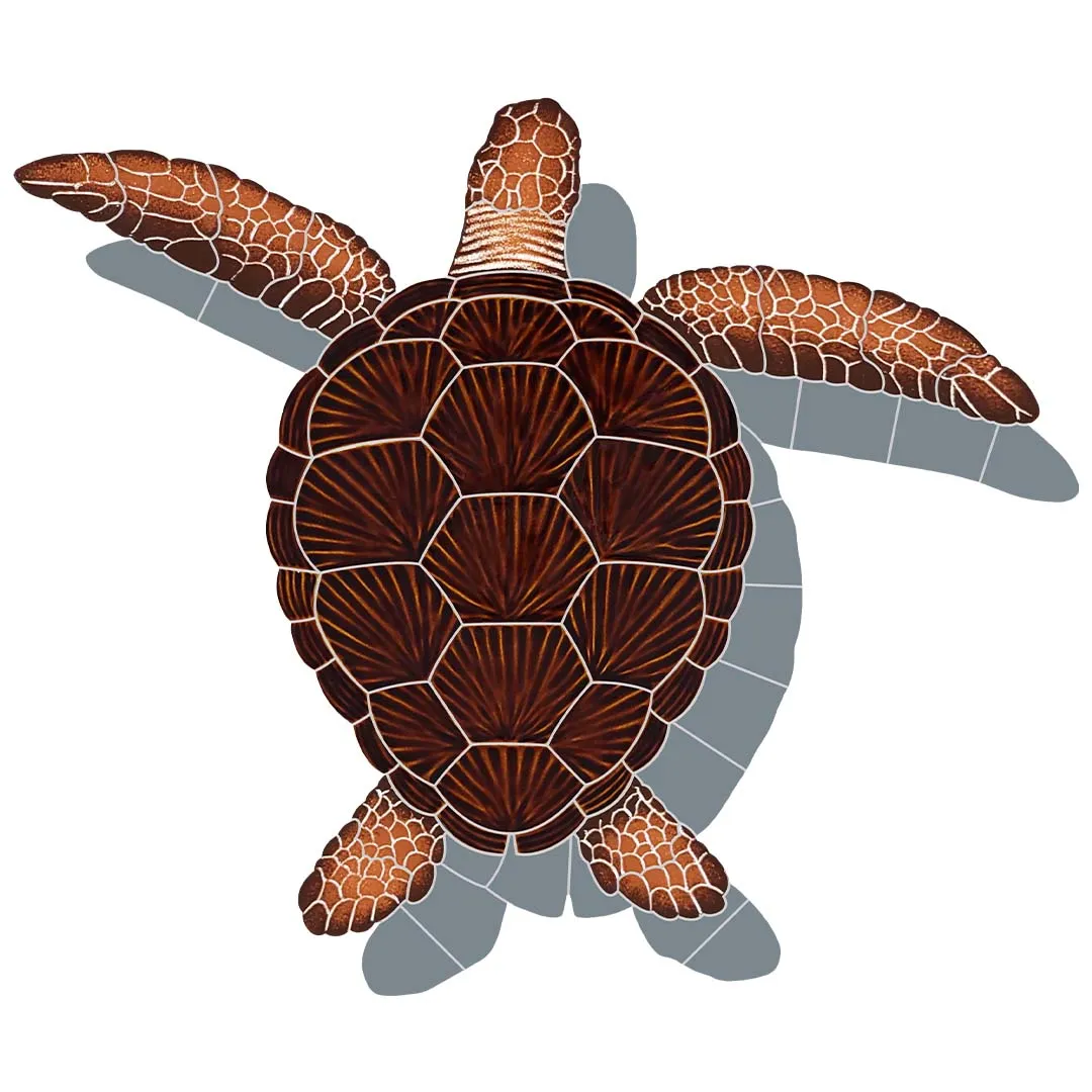 Loggerhead Turtle - Brown w/Shadow - Pool Mosaic