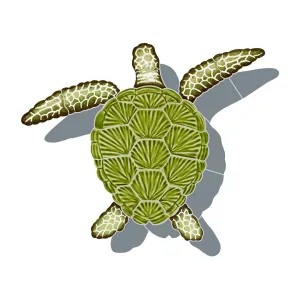 Loggerhead Turtle - Green w/Shadow - Pool Mosaic